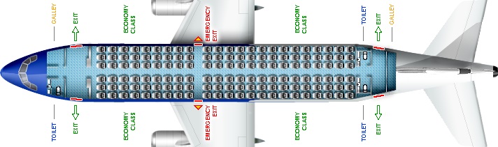 Схема салона самолета Аэробус А319 Эйр Молдова