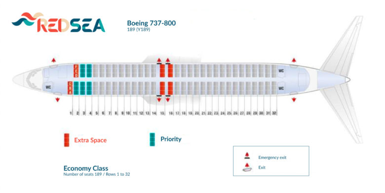 Схема Мест Боинг 737-800 Рэд Си Эйрлайнс